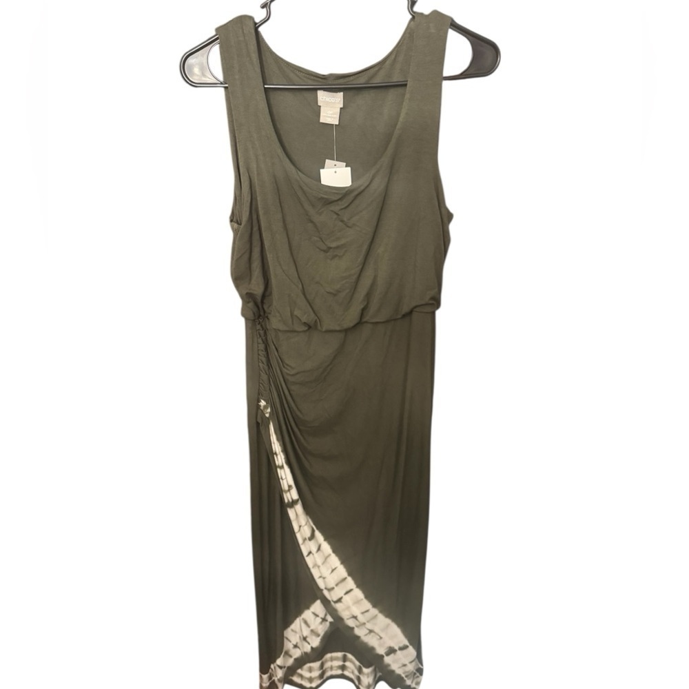 Chico's Olive Green Wrap Hem Dress Size 4/6 Petite
